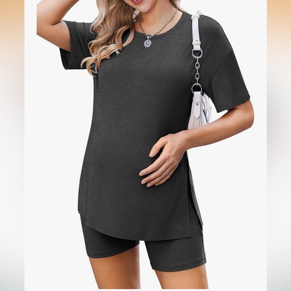 Women's Gray Maternity Two piece set